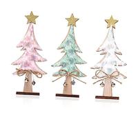 Homoyoyo 3 Piezas Conjunto de Adornos Navideños de Madera Decoración de Árbol de Navidad para Mesa Manualidades Decorativas Rosa Verde y Blanco para Festivo y Hogar