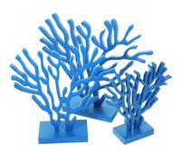 Homoyoyo 3 Piezas Decoración Mediterránea de Coral de Madera Ornamento de Mesa Estable con Base para Hogar y Oficina Adorno Marítimo Azul para Decoración Marinera
