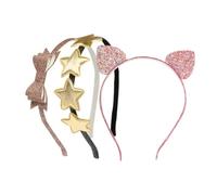Homoyoyo 3 Piezas Diademas de Orejas de Gato con Lentejuelas y Moño para Niñas Pack de Accesorios Chic para Fiestas y Disfraces