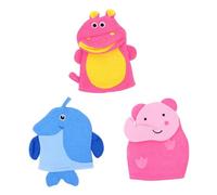 Homoyoyo 3 piezas Guantes Exfoliantes para Baño Infantil Estampados Animales Manoplas de Ducha y Absorbentes para Bebés y Nueborns