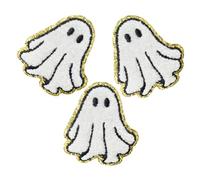 Homoyoyo 3 Piezas Unidades Parches para Planchar con Diseño de Fantasmas Blancos Bordados Parches Decorativos para Ropa Sombreros Jeans y Manualidades Diy para Halloween