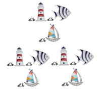 Homoyoyo 3 series Broche Azul Marino Para Bonito Broche Con Diseño De Animales De Dibujos Animados Broche De Tropical Decoración Náutica Costera Broche De Joyería 3 piezas*3