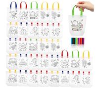 Homoyoyo 32 Piezas Colorear Reutilizables para Fiestas Escolares Hechas de Tela No Tejida Resistente con Rotuladores de Colores Diseño DIY Creativo para Manualidades Color Color Aleatorio