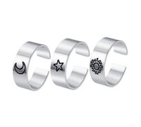 Homoyoyo 3piezas Anillo Retro Abierto Para Mujer Joyas Diseño De Sol Luna y Estrellas Para Fiestas y Uso Diario