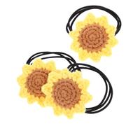 Homoyoyo 3piezas Coletero De Algodón Hecho Mano Cintas Pelo Forma De Girasol Accesorios Bonitos Pelo Para Mujer Para Moño o Cabello Fino De Ganchillo Gomas Elásticas