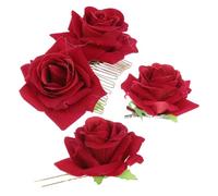 Homoyoyo 3Piezas Conjunto de Accesorios para Cabello Flor Rosa Peine Pinzas y Bastón para Mujeres y Niñas para Bodas y Fiestas