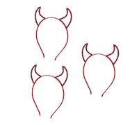 Homoyoyo 3piezas Diadema Roja De Cuernos Estilo Halloween Aros Pelo Tocado Para Fiesta y Celebraciones Festivas