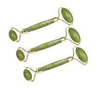 Homoyoyo 3piezas Masajeador de Rodillos Herramienta de Masaje Facial Rodillo de Belleza de Jade Autentico para Cuidado Piel Masajeador para Empujar el Rostro Spa o Hogar