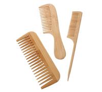 Homoyoyo 3piezas Peine de Dientes Anchos de Bambú Hecho Mano Peine Antiestático para Cabello Fino Rizado Ondulado y Grueso para Desenredar y Peinar el Cabelludo