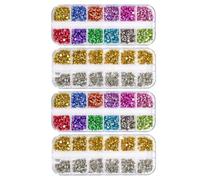 Homoyoyo 4 Cajas de Tachuelas Metálicas para Uñas con 12 Compartimentos Remaches Cónicos Dorados Plateados Colores Accesorios para Decoración de Uñas Punk y Halloween Adecuado para