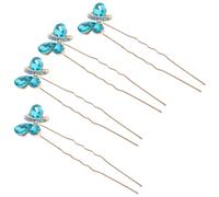 Homoyoyo 4 Horquillas Pelo Gemas de Imitación en Aleación Azul, Accesorios Elegantes para Boda Que Crean Peinados Únicos y No Se Caen Fácilmente
