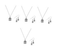 Homoyoyo 4 Juegos Set de aretes de collar de cabeza de Buda bisuteria mujer joyero pendientes collares mujer collar de encanto de las mujeres Pendientes para mujeres Aleación de zinc Plata