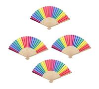 Homoyoyo 4 Piezas Abanico De Hueso Arcoíris Fanáticos del Arco Iris Accesorio De Fotografía Ventilador Plegable con Estilo Ventilador Plegable Creativo Abanico Plegable Bambú Niño Gracia