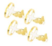 Homoyoyo 4 Piezas Anillos para Servilletas Cruzados Dorados de Aleación de