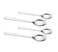 Homoyoyo 4 Piezas Cubiertos de Acero Inoxidable Tenedores y Cucharas Largos para Ensalada Postres y Aperitivos de Fruta Resistentes y Fáciles de Limpiar para Picnic y Escuela