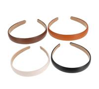 Homoyoyo 4 piezas Diademas Anchas Retro para Mujeres PU de Vintage Accesorios Elegantes para Fiesta y Confortables y Versátiles Colores Café Oscuro Negro Blanco