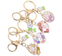 Homoyoyo 4 Piezas Dije de Llavero Conejo de Metal, Adorno Floral para Coche | Aleación Resistente, Estilo Delicado y Vintage, para Obsequio, Colgante de Bolso, Manualidades DIY