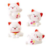 Homoyoyo 4 Piezas Figuras de Gato Suerte Miniaturas Decoración Animal para Jardín Escritorio y Estanterías Adorno Duradero y Detallado para Regalo