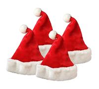 Homoyoyo 4 Piezas Gorros de Santa Claus Navideños Gruesos y Suaves con Pompón para Fiestas Familiares y Decoración Festiva de Interiores