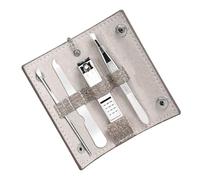 Homoyoyo 4 Piezas Kit para Manicura Portátil con Estuche Incluye Cortaúñas Pinzas para Cejas y Extractor de Oídos Color Rosa Herramientas Duraderas y Resistentes para Cuidado Personal