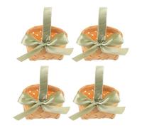 Homoyoyo 4 Piezas Mini Cesta de Bambú Tejida con Asa y Cinta para