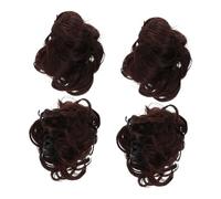 Homoyoyo 4 Piezas Moños Postizos Sintéticos con Clip de Doble para Moños Extensión de Cabello para Recogidos Castaño Oscuro Ligeros y Cómodos para Mujeres y Niñas