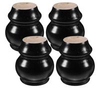 Homoyoyo 4 Piezas Patas de Madera Maciza para Sofá, Elevación DIY, Negras | Madera Dura Torneada, Preperforadas Pernos, Juego, Tacos y Tornillos para Montaje