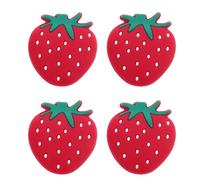 Homoyoyo 4 Piezas Tapones para Agujas de Tejer de Silicona Forma de Fresa, Protectores Creativos para Principiantes, Evitan Deslizamientos y Mantenimiento Simple en Labores de Suéter