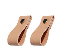 Homoyoyo 4 Tiradores de Cuero Genuino para Muebles Asas para Cajones y Armarios Diseño Minimalista Orificio Único Color Natural y Verde Antiguo Accesorios para Cocina y Baño