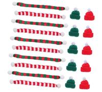 Homoyoyo 48 Piezas Mini Gorros y Bufandas de Punto para Decoración Navideña Accesorios para Botellas y Muñecos Set DIY con Gorros de Santa y Bufandas Tejidas Rojo y Verde para Manualidades