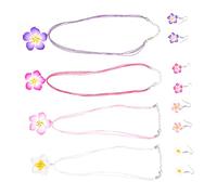 Homoyoyo 4juegos Collar y Aretes De Flores Plumeria De Hawaii Joyería De Fiesta Tropical