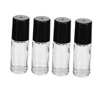Homoyoyo 4Piezas Botellas de Aceite Esencial Roll Botellas Vacías de Transparente y Negro para Doméstico y para Aromaterapia y