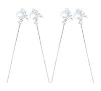 Homoyoyo 4piezas Horquilla de Luna Vintage para Recogidos Largos Moños de Ballet Pasadores Decorativos Antideslizantes Estilo Chino para Mujer