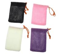 Homoyoyo 4piezas Malla para Burbujas de Jabón Bolsa para Jabón para Limpieza y Corporal Baño y Ducha Negro Púrpura