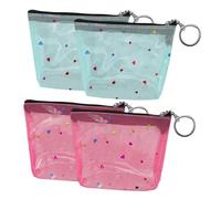 Homoyoyo 4piezas Monederos Transparentes De Corazón para Mujer De Cartera Pequeña Cremallera para Monedas Llaves y Cosméticos para Amigas