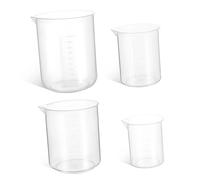 Homoyoyo 4piezas Vasos Medidores Transparentes De Plástico Flexible Sin Asa Con Capacidad Para Cocina y Laboratorio Escala Clara Para Medición Precisa y Vertido Fácil