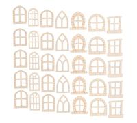 Homoyoyo 50 Piezas Accesorios de Casa de Hadas de Madera sin Pintar de Puertas y Ventanas Miniatura para Decoración de Jardín y Proyectos DIY