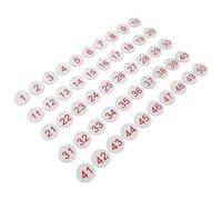 Homoyoyo 50 Piezas Etiquetas Numeradas Redondas Organización Vestuarios y Restaurantes Etiquetas Plásticas con Fondo Blanco y Números Rojos Alta Visibilidad para Gestión de y Reservas
