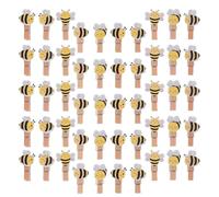 Homoyoyo 50 Unidades Mini Pinzas de Ropa de Abeja en Madera con Cuerda para | Decoración Infantil y Fiestas, Reutilizables, Seguras para Manos Pequeñas, Uso en Papel y Bolsas
