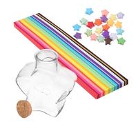 Homoyoyo 540 Hojas Origami Estrella y Tarros de Vidrio Transparente Tiras de Papel para Manualidades DIY Decoración de Habitaciones y Regalos de Cumpleaños