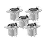 Homoyoyo 5piezas Conector XLR Hembra para Montaje en Panel Socket de Audio Metálico Plateado Compatible con Sistemas de Sonido y Estudios