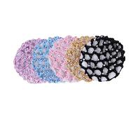 Homoyoyo 5piezas Redecillas Pelo Hecha Mano De Ganchillo Redecilla Elástica Para Danza Para Moño Colores Maíz y Morado Incluye Bolsa Para