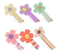 Homoyoyo 6 Piezas Flores Círculo de cabello accesorios para el cabello para mujeres diminuto coleteros estilo lazos elásticos para el cabello banda de pelo de de caballo paño