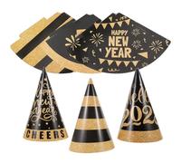 Homoyoyo 6 Piezas Gorros de Fiesta Negro y Dorado para Fin de Año con Banda Elástica Sombreros Divertidos para Celebraciones y Cumpleaños Decoración para Adultos