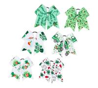 Homoyoyo 6 piezas Lazos para Pelo con Nudo de Lazo y Diseño de San Patricio Accesorios para Niñas Gomas para Coleta Suaves y Fáciles de Usar para Fiesta y Uso Diario