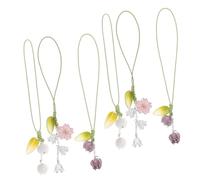 Homoyoyo 6 piezas Llavero Móvil con Colgante de Flor Tulipán de Correa Anti-pérdida y Antideslizante para Smartphone Decoración Práctica para Oficina Escuela y Viajes