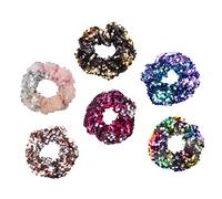 Homoyoyo 6 piezas Unidades Coleteros Elásticos de Lentejuelas para Niñas Bandas Suaves para Cabello con Diseño Reversible Accesorios Prácticos y Cómodos para Peinados Color Color Aleatorio