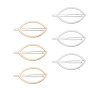 Homoyoyo 6 Pinzas Cabello de Aleación de Zinc, Clips Decorativos Geométricos Ovalados en Metal, Set 6 Piezas (3 Dorados y 3 Plateados), Accesorios para Peinados y Bodas