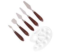 Homoyoyo 6piezas Espátulas Para Pintura Al Óleo Raspadores De Metal Para Artistas Bandeja Incluida Para Mezclar Pinturas Estudio o Taller