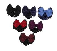 Homoyoyo 6piezas Horquilla De Bolsa De Lazo Cruzado Moño Elástico Profesional Para Oficina De Pinzas Cabello Color Vino Morado Oscuro Para Tocado De Lazo y Redecillas Para Moño